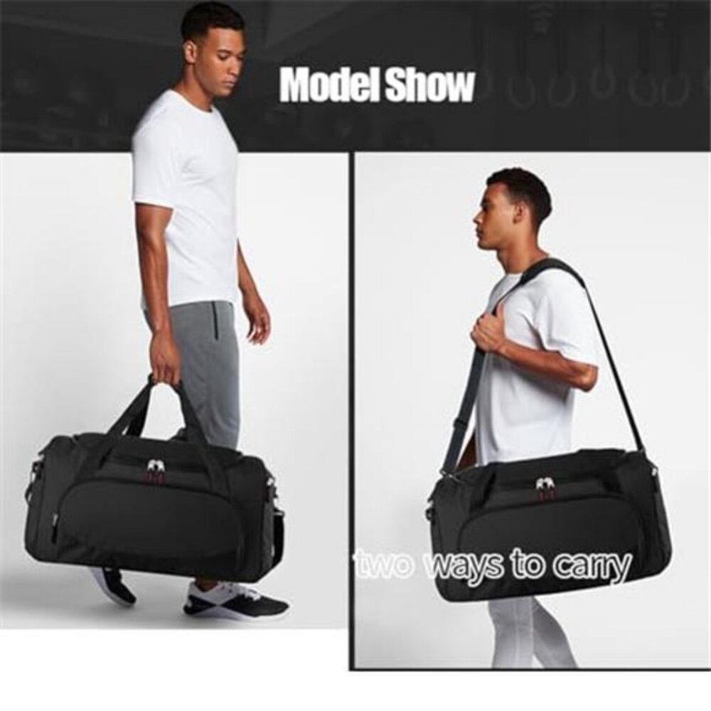 Gym Bag Men 55L Black Durable Large Duffle Bag for Travel Workout - Picture 3 of 6